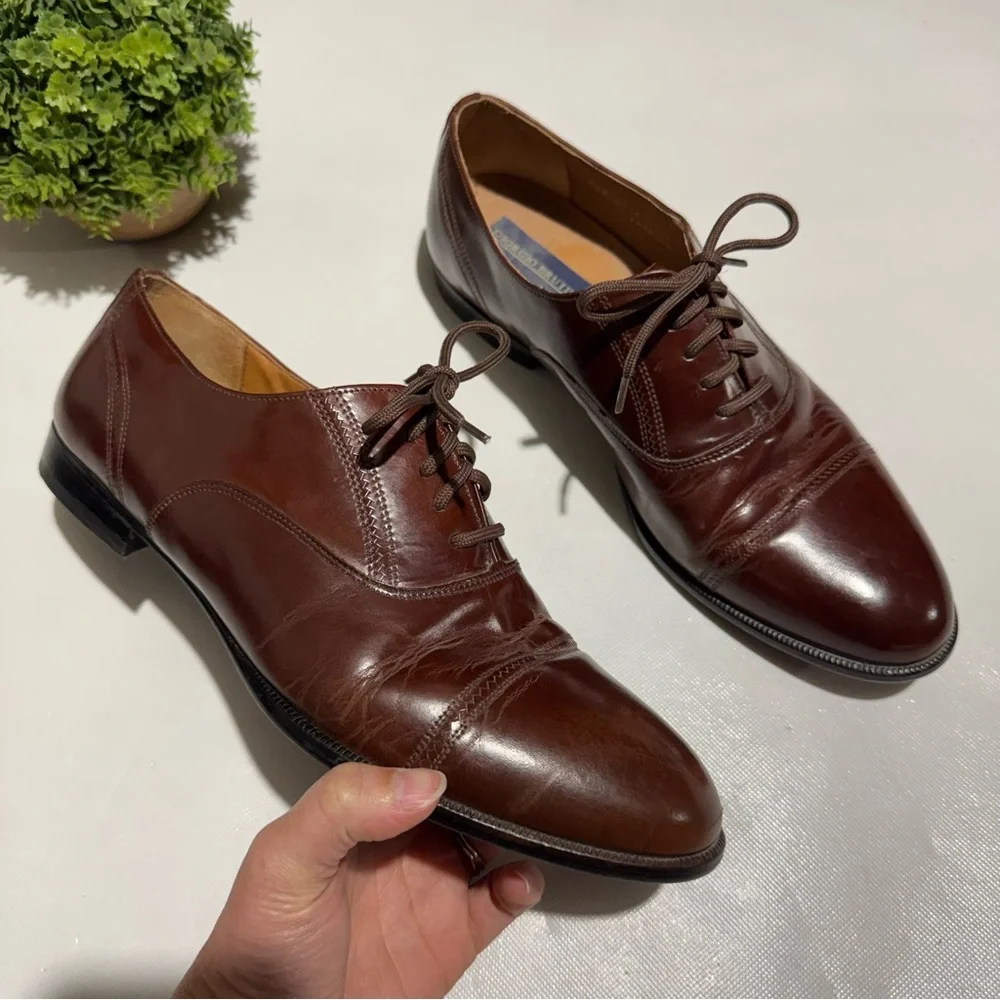 Giorgio Brutini Brown Leather Cap Toe Lace Up‎ Oxford Dress Shoes Mens Size 10